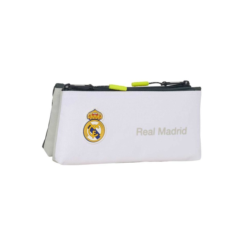 Safta Real Madrid Borsa multiuso da 2 L - 2 scomparti - Chiusura con cerniera - 22x10x8 cm - Colore bianco e nero