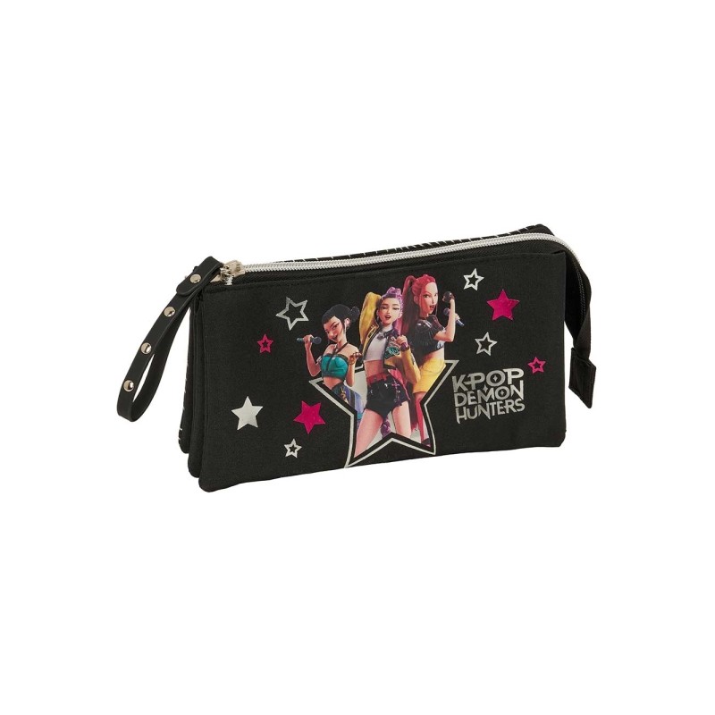 Safta K-Pop Demon Hunters Energy Borsa multiuso - 3 scomparti con cerniera - Tasca interna centrale - 22x12x3 cm - Color