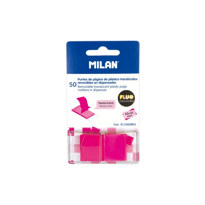 Milan Fluo - Confezione da 50 pennarelli cancellabili - Traslucidi - 45x25 mm - Colore rosa
