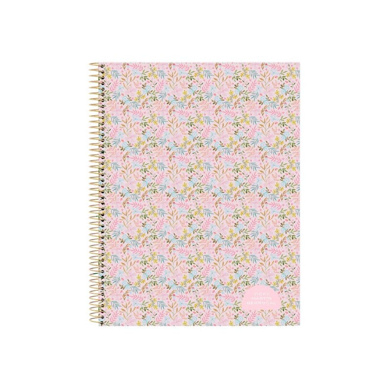 Safta VMB Blocco note A4 - Copertina rigida - 120 fogli a quadretti - Rilegatura a spirale in metallo - Divisori colorat