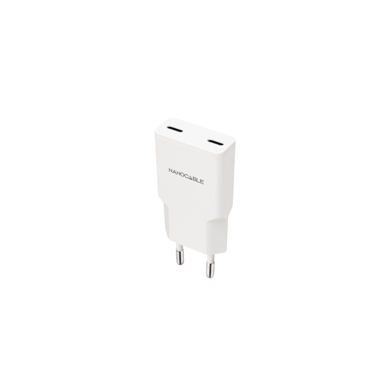 Nanocable Caricabatterie da muro 2xUSB-C/PD 30 W - Colore bianco