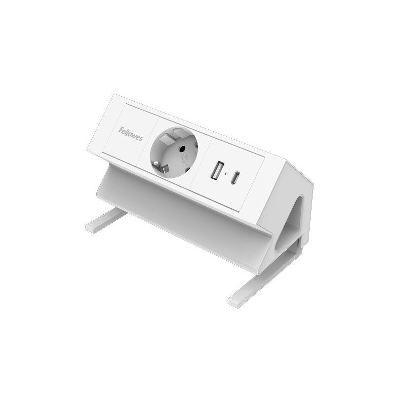 Fellowes Multipresa da tavolo a 1 presa - USB-A - USB-C - Cavo da 2 m - Morsetto per scrivanie da 10 a 45 mm - 15.44 x 9