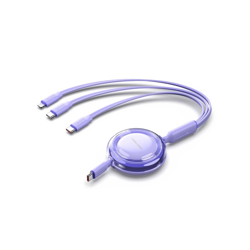 Cavo USB multiplo Vention - Potenza massima 100 W - Retrattile - Lunghezza regolabile fino a 1.1 m - USB-A - 2xUSB-C - L