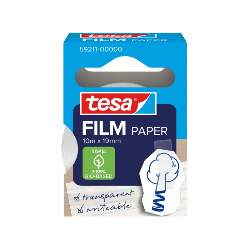 Tesa Paper Pack: 1 rotolo di nastro adesivo in carta da 19 mm x 10 metri - Quasi invisibile su superfici di colore chiar