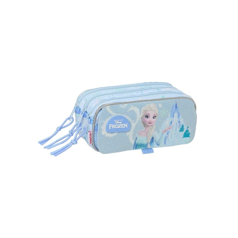 Safta Frozen Portatutto - 3 scomparti con cerniera - Cinturino posteriore regolabile - Tasca frontale a rete con velcro 