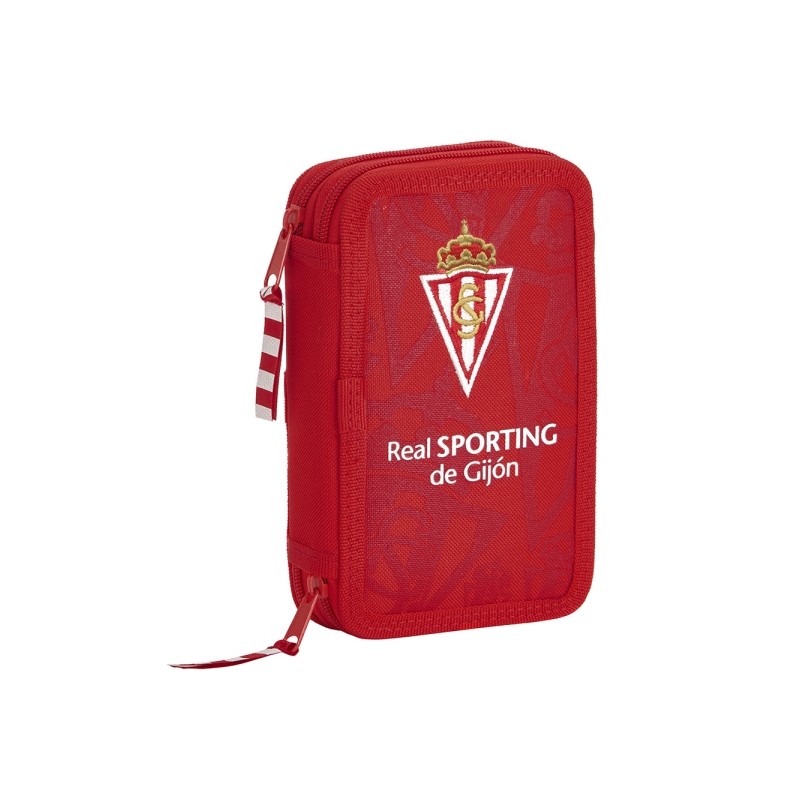 Safta Real Sporting de Gijón - Set da scrivania a due ripiani - 28 pezzi - 1 L - Gomma - Matita - Penna a sfera - Tempe