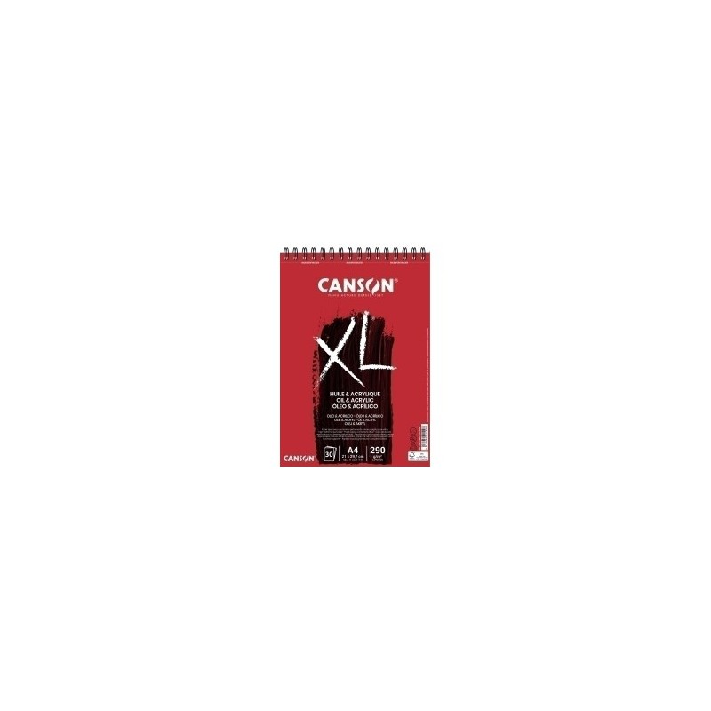 Album a spirale Canson XL per olio e acrilico. 30 fogli A4 - 290 g - Grana fine - Colore bianco