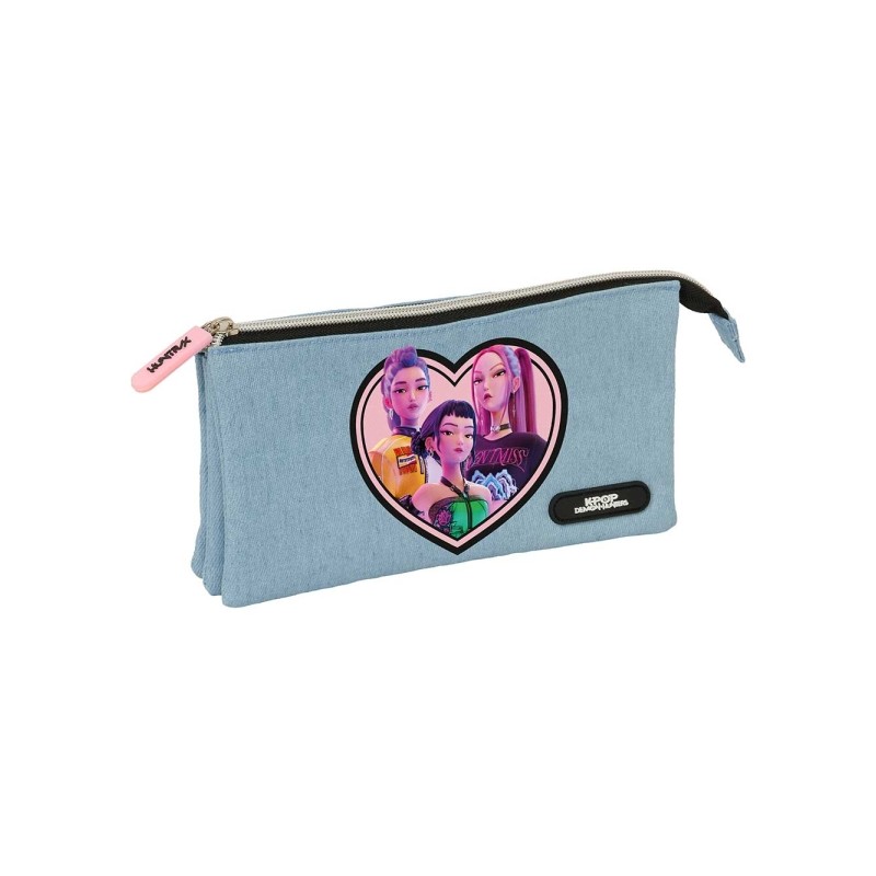 Safta K-Pop Demon Hunters Huntr/X Borsa multiuso - 3 scomparti con cerniera - Tasca interna centrale - 22x12x3 cm - Colo