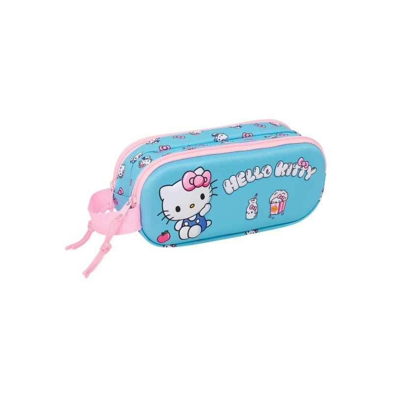 Safta Hello Kitty Borsa multiuso 3D - 2 scomparti con cerniera - Manico laterale - Capacità 1 L - 21x8x6 cm - Colore az