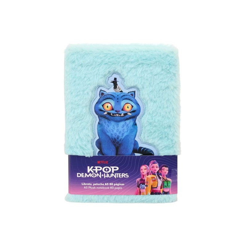 Safta K-Pop Demon Hunters Taccuino - Formato A5 - Copertina in peluche - 80 pagine - 21x14.8 cm - Colore azzurro chiaro