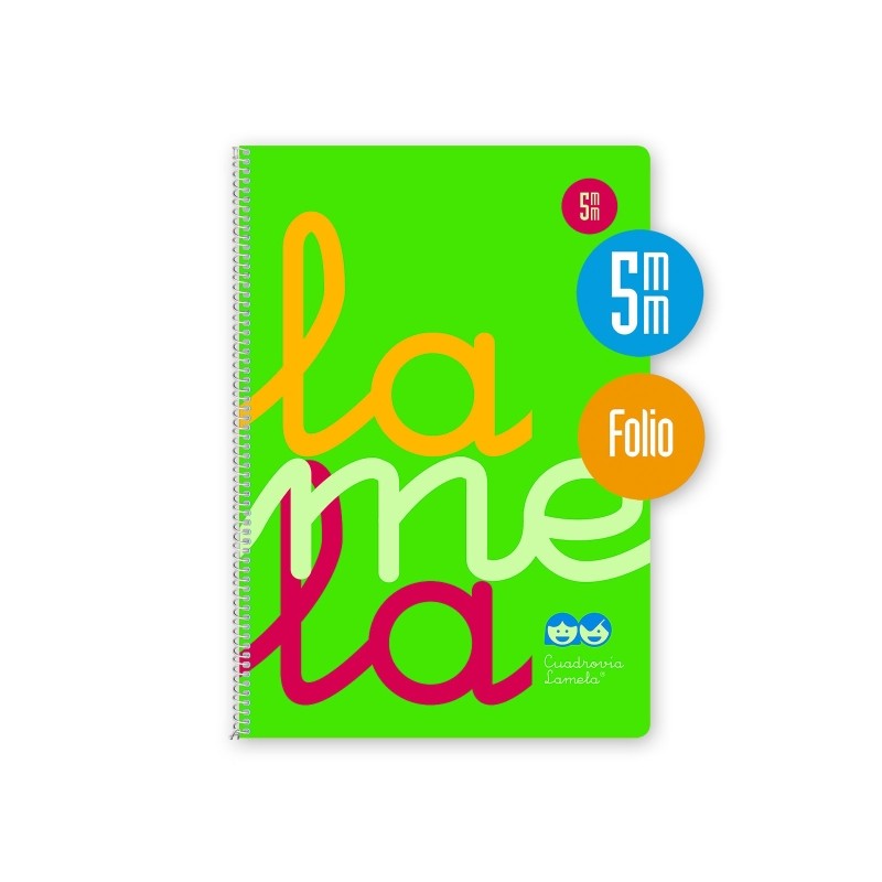 Lamela - Quaderno a spirale con 80 fogli da 90 g/m² con margine - Formato Folio - Righe a quattro linee da 5 mm - Coper