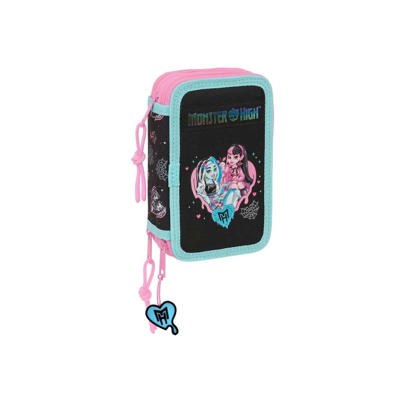 Safta Monster High Astuccio a 3 ripiani - 37 pezzi - 1.3 L - Gomma - Matita - Penne a sfera - Temperamatite - Righelli -