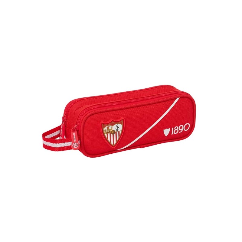 Safta Sevilla FC Borsa portaoggetti - 2 scomparti con cerniera - Manico laterale - Capacità 1 L - 21x8x6 cm - Colore ro