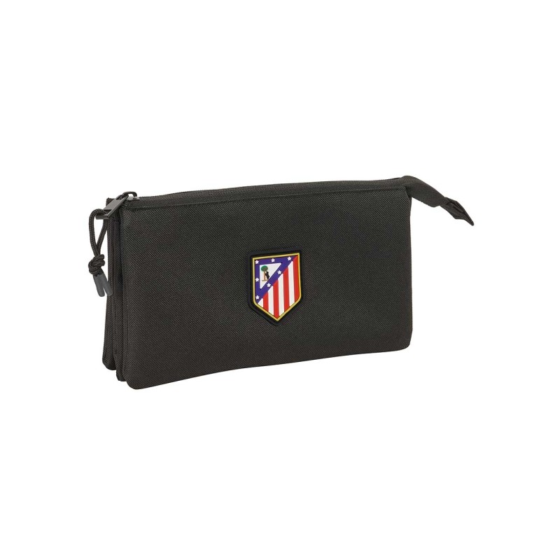 Safta Atletico de Madrid Teen Black Borsa multiuso - 3 scomparti con cerniera - Tasca interna - 0.6 L - 220x30x120 mm - 