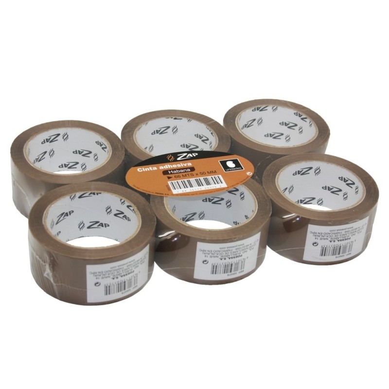 Confezione da 6 sigilli da imballaggio Zap. 50 mm x 66 m - Polipropilene 55 micron - Colore marrone