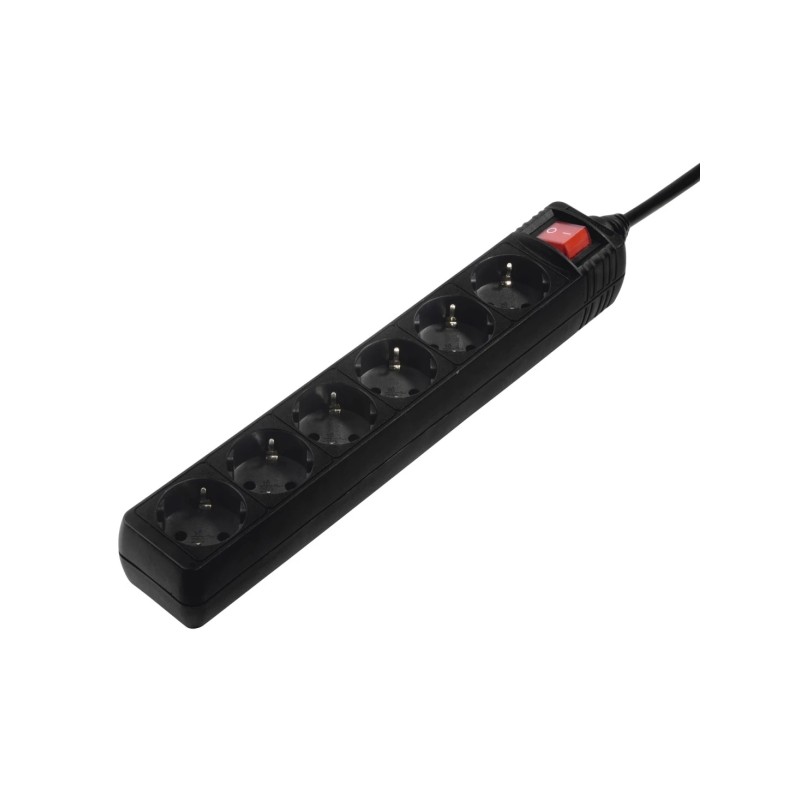 Hama Multipresa con 6 prese - Cavo da 1.4 m - Interruttore di accensione - 33.7 x 5.5 x 4.7 cm - Colore: nero