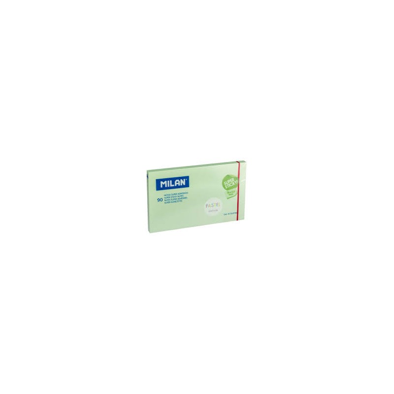 Milan Blocco da 90 foglietti super adesivi - Rimovibili - Maggiore tenuta - 76 mm x 127 mm - Colore verde pastello