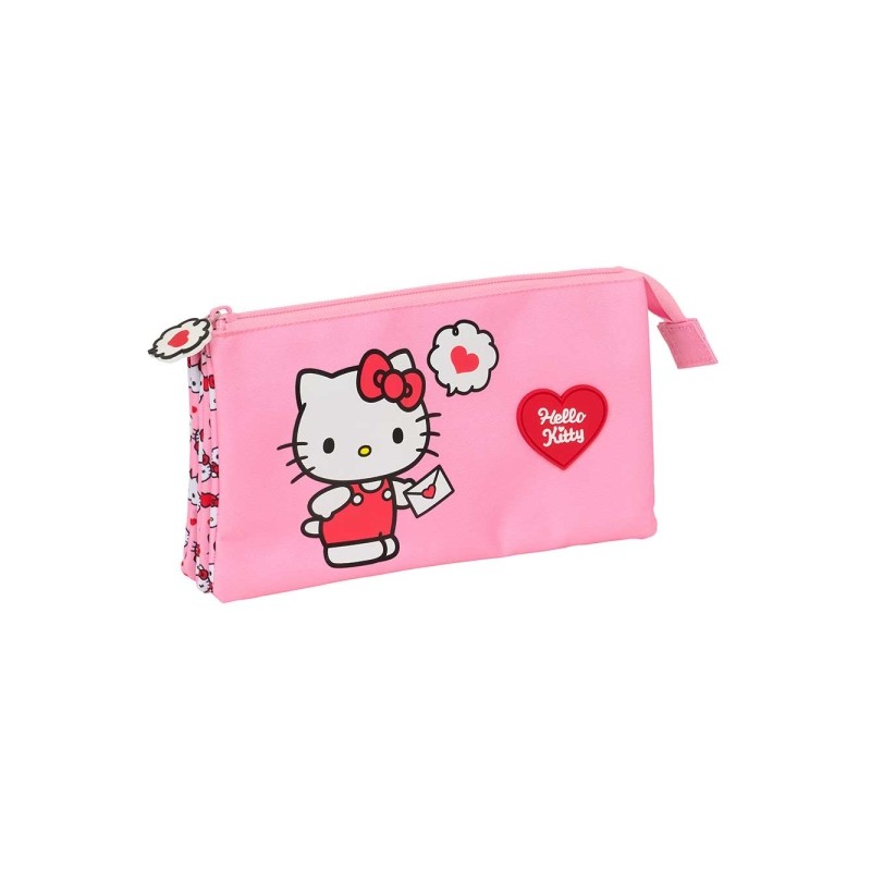 Safta Hello Kitty Borsa multiuso - 3 scomparti con cerniera - Tasca interna - 0.6 L - 220x30x120 mm - Colore rosa