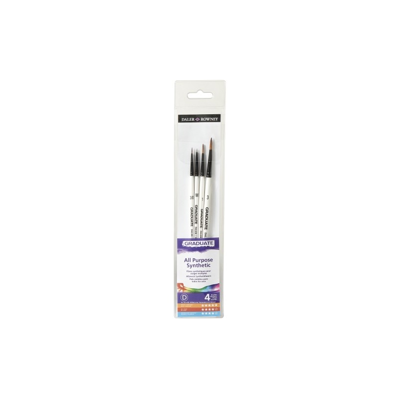 Daler Rowney Graduate Pack da 4 pennelli multitecnica - setole sintetiche - manico corto
