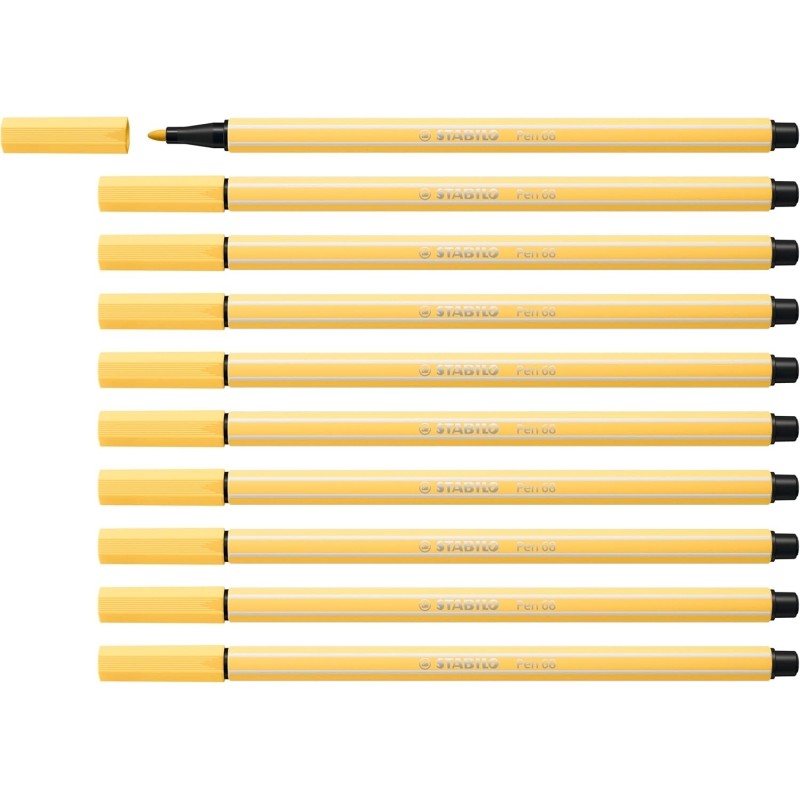 Stabilo Pen 68 Pennarello a punta in fibra - Larghezza tratto circa 1 mm - Inchiostro a base d'acqua - Colore giallo chi