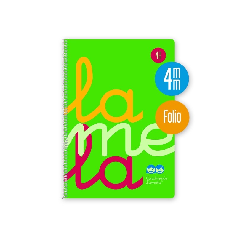 Lamela - Quaderno a spirale con 80 fogli da 90 g/m² con margine - Formato Folio - Righe a quattro linee da 4 mm - Coper