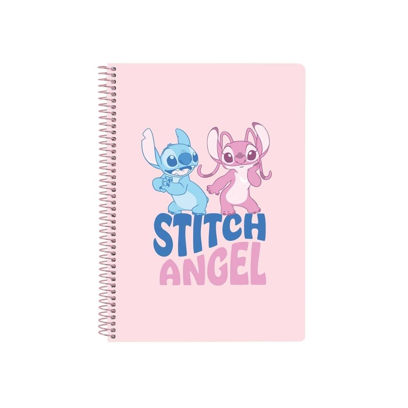 Safta Stitch Ohana Taccuino a spirale - Formato quarto - 80 fogli di carta da 80 g/m² - Quadretti da 4x4 mm - Copertina