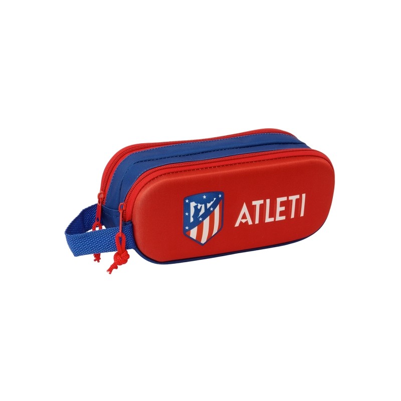 Safta Atletico de Madrid Custodia multiuso 3D - 2 scomparti - Chiusura con cerniera - Manico - 21x8x6 cm - Colore rosso 