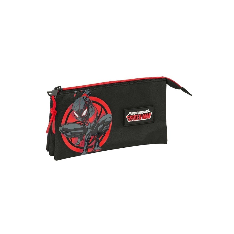 Safta Miles Morales Borsa multiuso - 3 scomparti con cerniera - Tasca interna - 0.6 L - 220x30x120 mm - Colore: nero e r