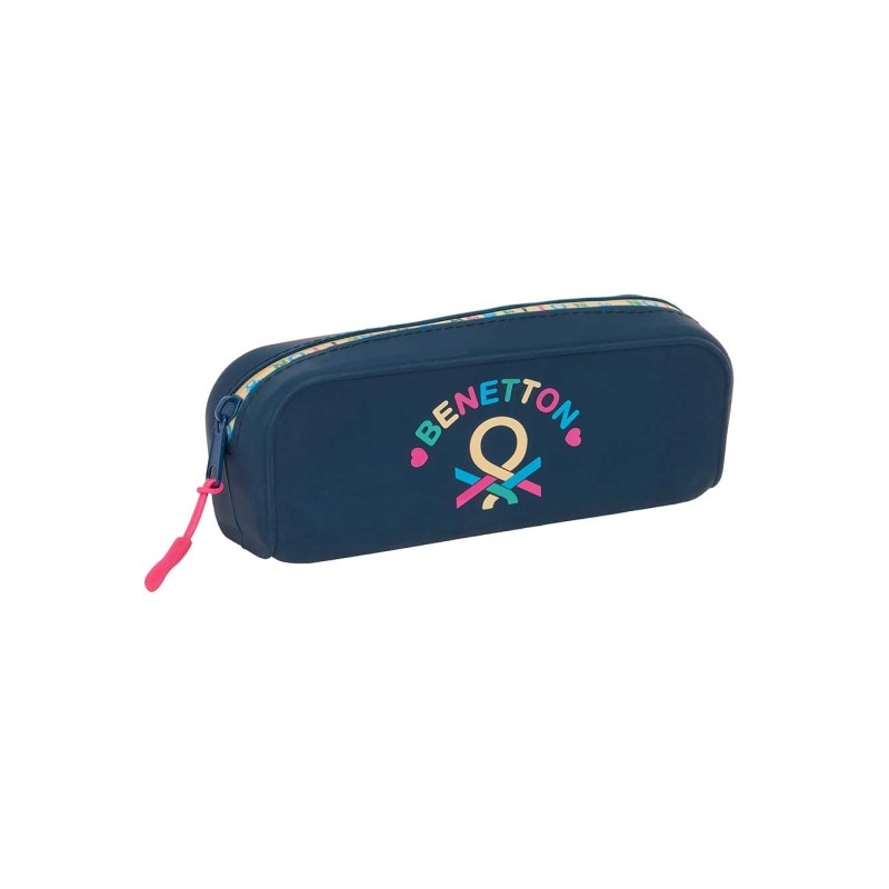 Safta Benetton Drop Portatutto - Cerniera - Silicone - Facile da pulire - 0.60 L - 185x55x75 mm - Colore blu scuro