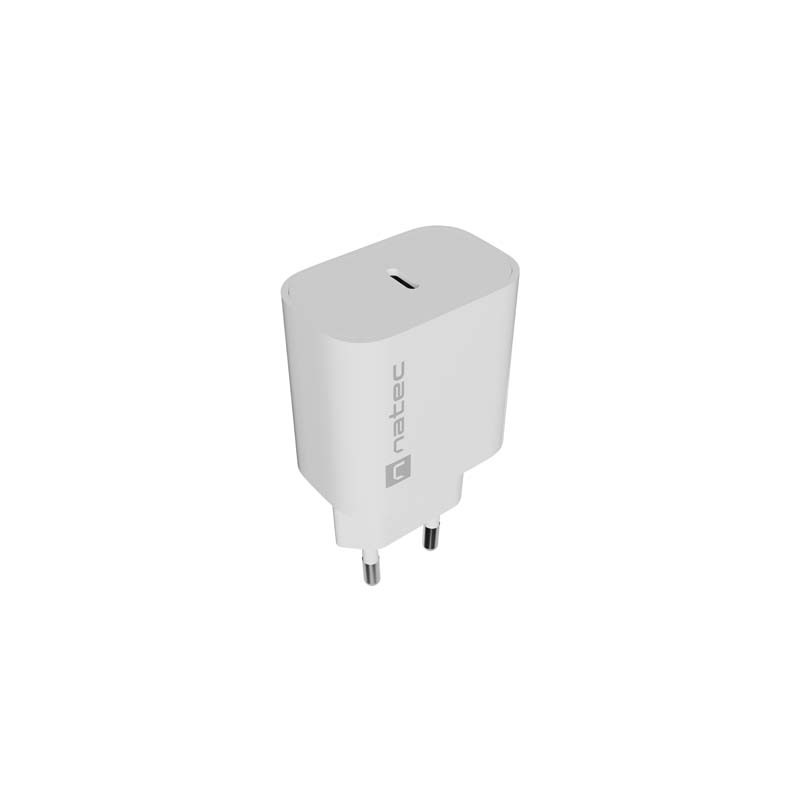 Natec Ribera Caricabatterie da parete 20 W - 1xUSB-C - Ricarica rapida - Colore bianco