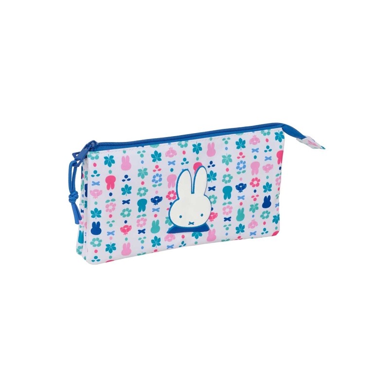 Safta Miffy Bunny Borsa multiuso - 3 scomparti con cerniera - Tasca interna centrale - 22x12x3 cm - Colore bianco e blu