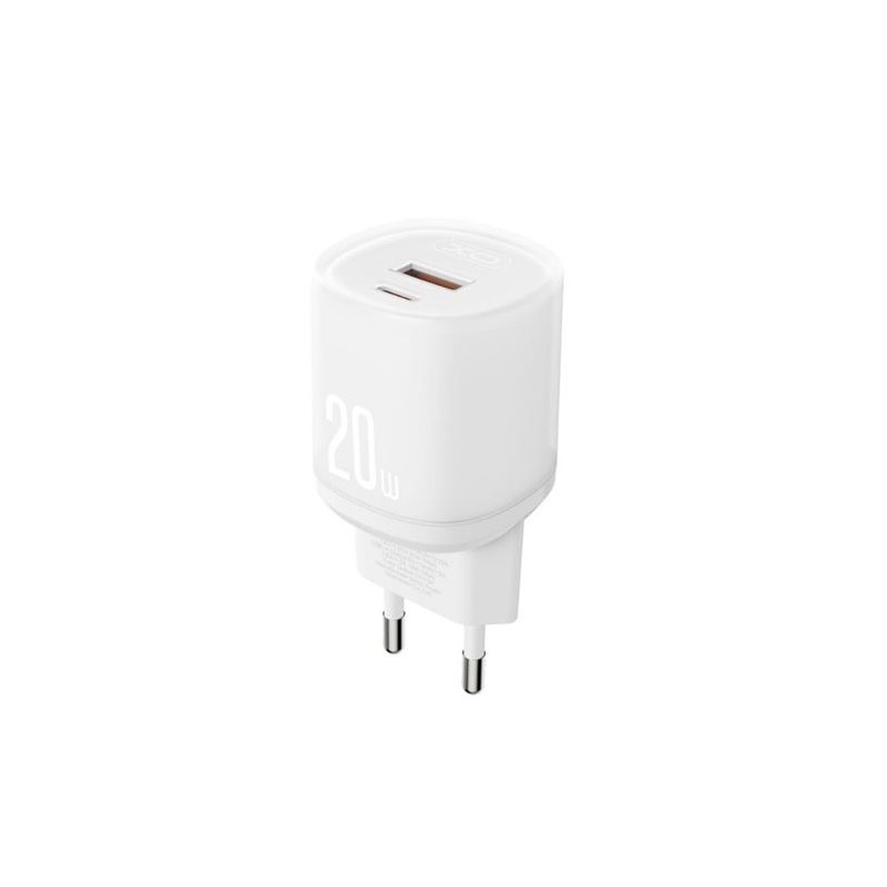 XO L144 Caricabatterie da 20 W - USB-A e USB-C - PD 3.0 - Colore: bianco