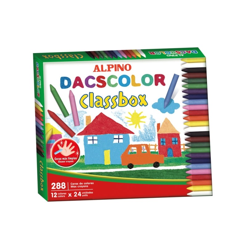 Alpino Dacscolor Economy Pack con 288 pastiglie di cera semimorbida colorate - Miscelabili - Non macchiano - Colori asso