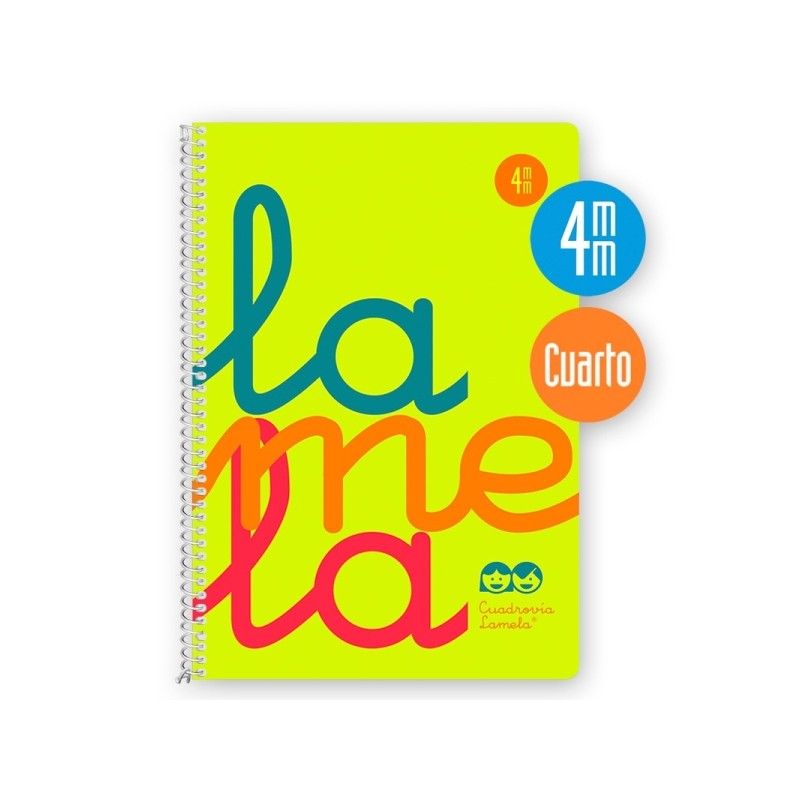 Lamela - Quaderno a spirale con 80 fogli da 90 g/m² con margini - Formato quarto - Righe a quattro linee da 4 mm - Cope