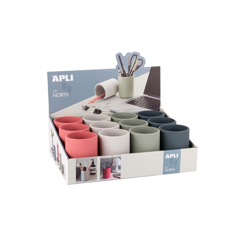Apli Up North Espositore con 12 portamatite rotondi in silicone - Resistenti all'acqua - Colori assortiti