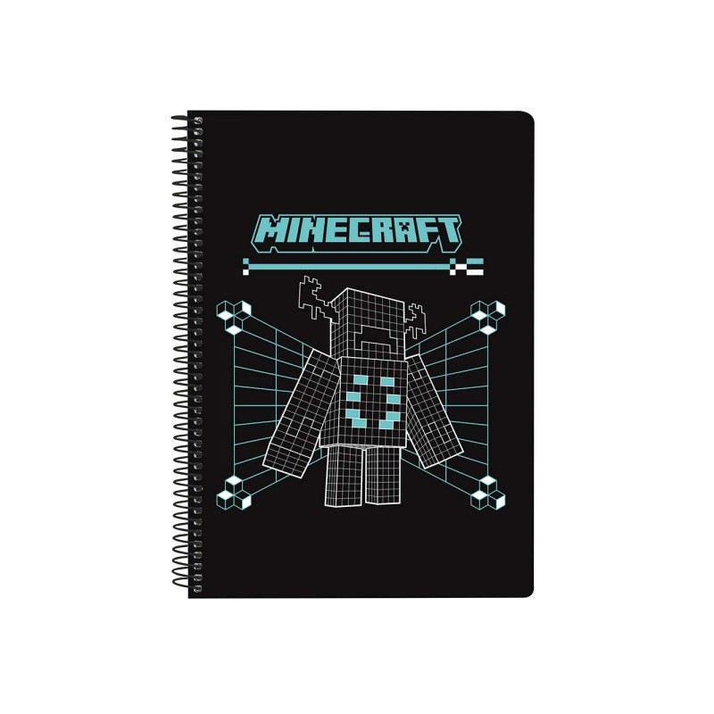 Quaderno Safta Minecraft Screen con rilegatura a spirale - Formato quarto - 80 fogli da 80 g/m² - Griglia 4x4 mm - Cope