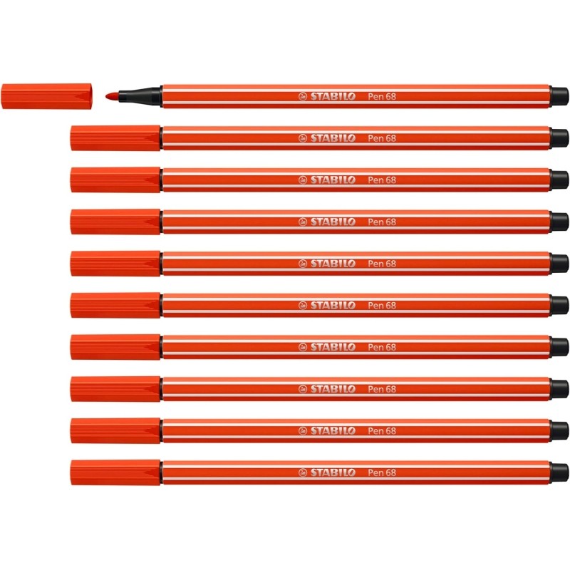 Stabilo Pen 68 Pennarello a punta in fibra - Larghezza tratto circa 1 mm - Inchiostro a base d'acqua - Colore rosso