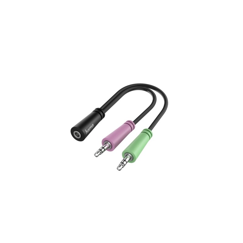 Hama Essential Cavo adattatore audio - 0.15 m - 2 connettori jack maschio da 3.5 mm - connettore jack femmina da 3.5 mm 