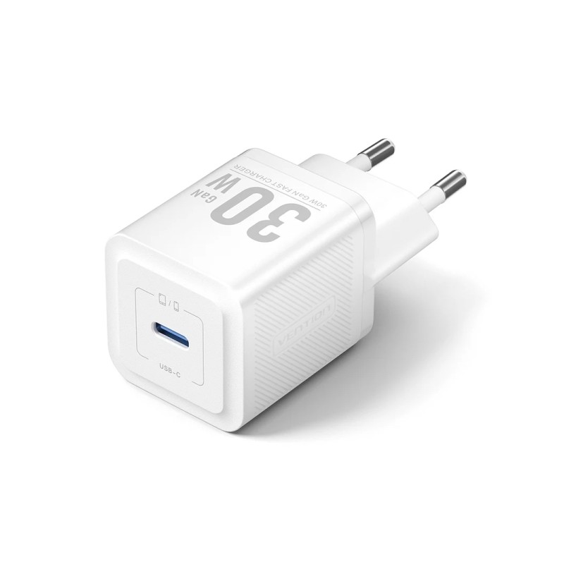 Caricabatterie da parete Vention - 30 W - GaN - USB-C - Ricarica rapida - Tecnologia PPS - Colore bianco