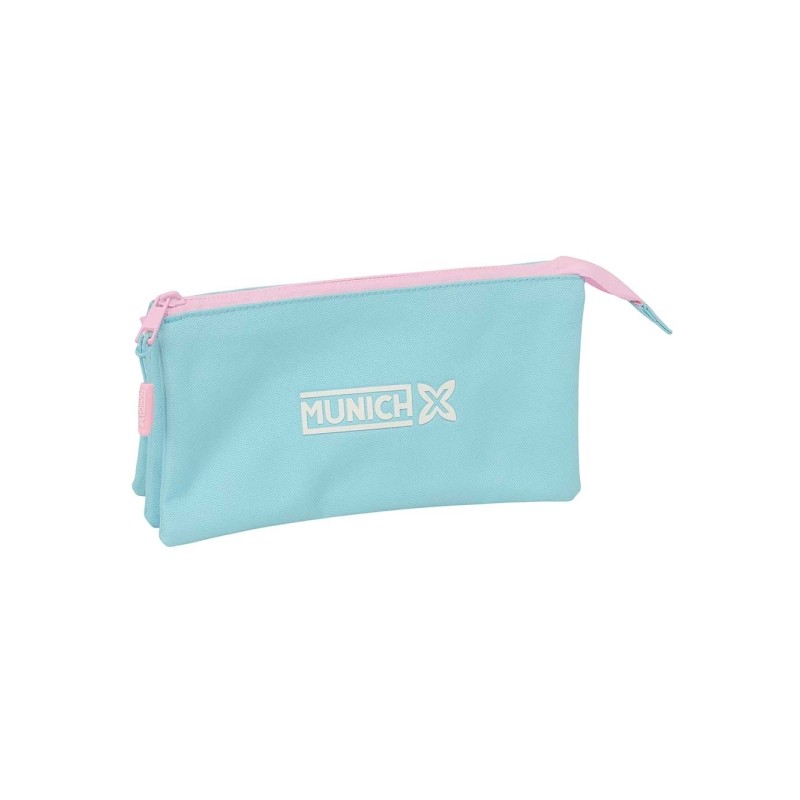 Safta Munich Sky Borsa multiuso - 3 scomparti con cerniera - Tasca interna centrale - 22x12x3 cm - Colore blu pastello