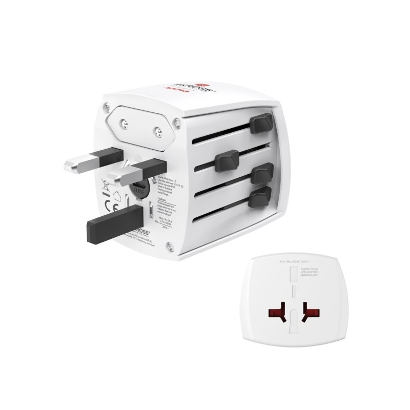 Adattatore da viaggio universale Hama - Potenza fino a 625 W - Tensione 100-250 V - Colore: bianco