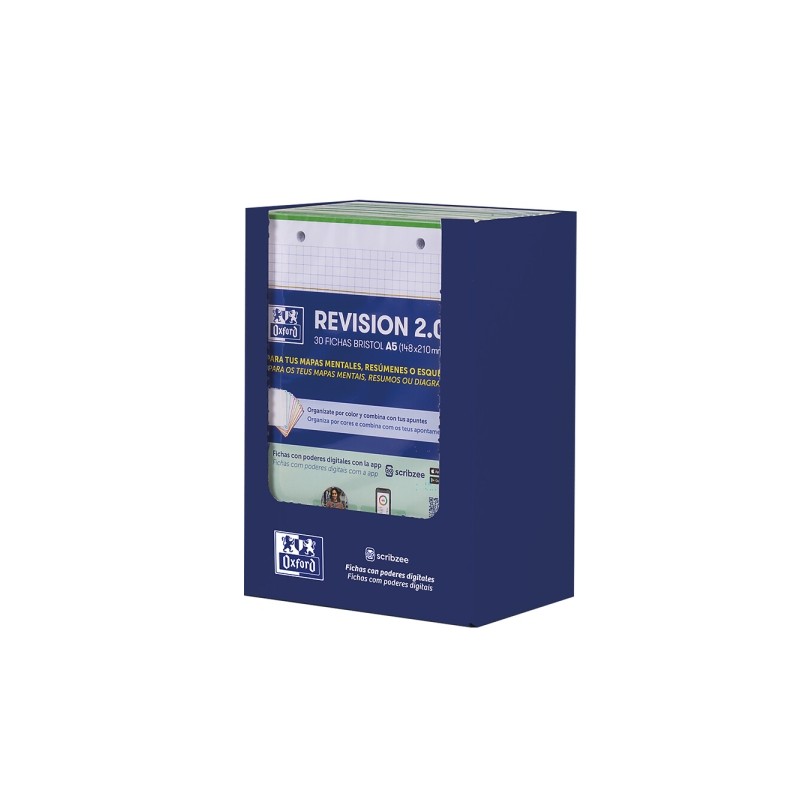 Oxford Expositor con 10 confezioni da 30 FlashCards 2.0 - Formato A5 - Griglia 5x5 mm - Cartoncino da 250 g - Digitalizz