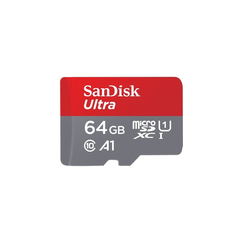 Scheda Micro SDXC Sandisk Ultra da 64 GB. UHS-I. A1. Classe 10 con adattatore