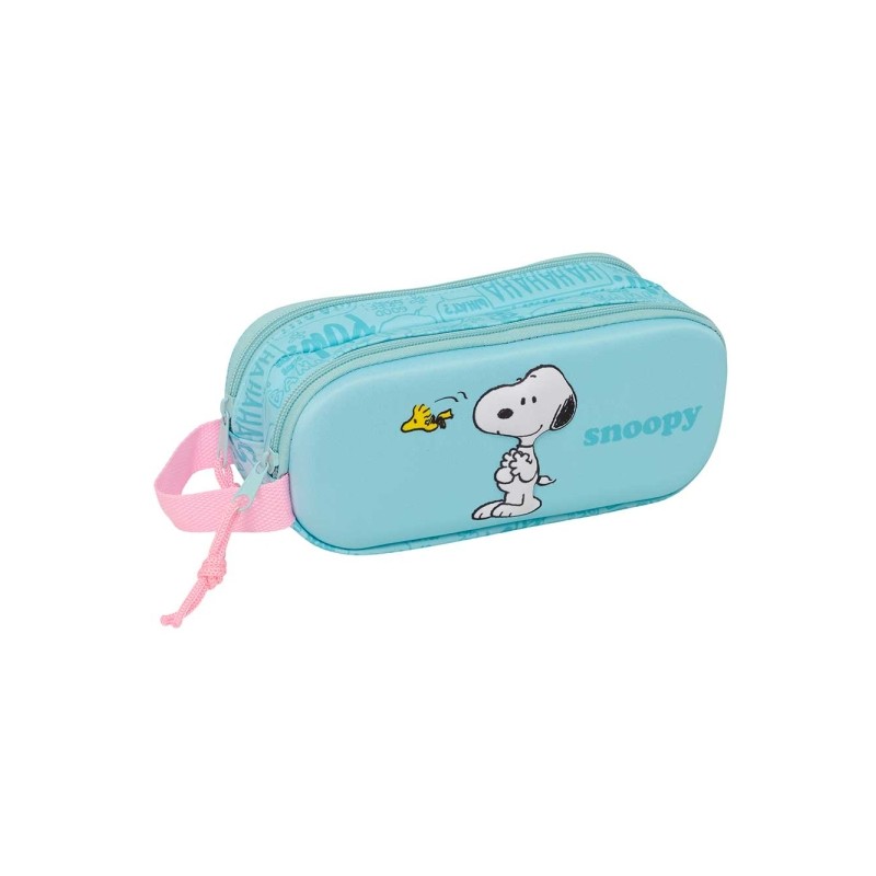 Safta Snoopy Borsa multiuso 3D - 2 scomparti con cerniera - Manico laterale - Capacità 1 L - 21x8x6 cm - Colore blu pas