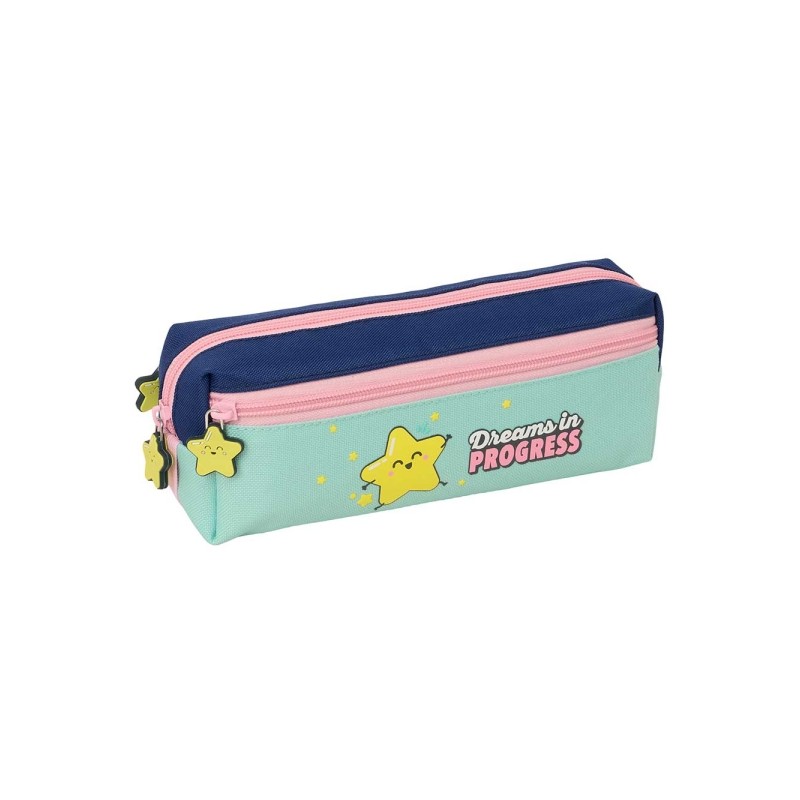 Safta Mr. Wonderful Estrella Portatutto - 3 scomparti con cerniera - Elastico - Compatto - 22x8.5x6 cm - Colore turchese
