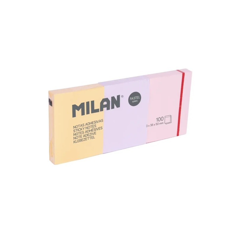 Confezione Milan Pastel con 3 blocchi da 100 post-it rimovibili 38x50 mm - Colori pastello assortiti