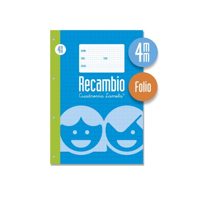 Foglio di ricambio per anelli con 100 fogli da 70 g/m² con margine - Formato Folio - Righe a quattro linee da 4 mm - Ca