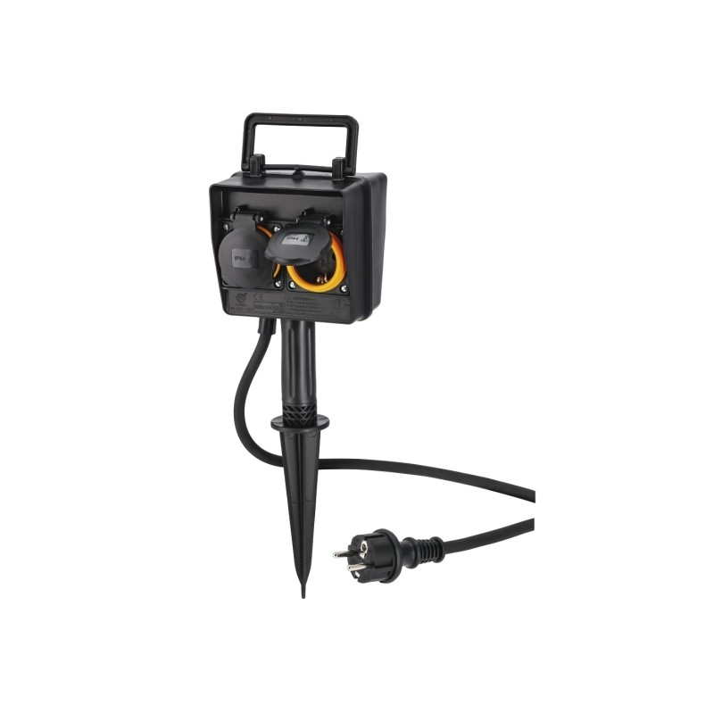 Hama Multipresa da esterno con 2 prese - Potenza massima 3680 W - Timer - IP44 - Spina Schuko diritta - Colore nero