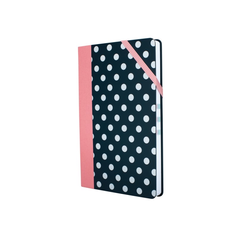 Milan Paperbook Dots Taccuino medio - A quadretti - 208 fogli da 80 g - Chiusura elastica - Colore nero