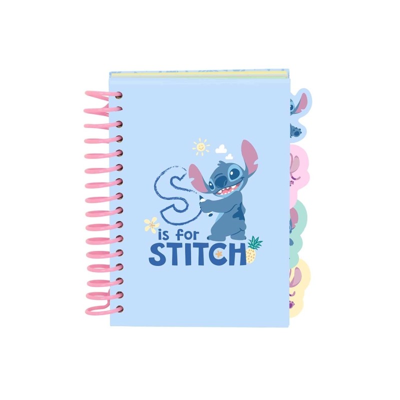Blocco note Safta Stitch - Formato A6 - 80 fogli da 80 g/m² - Rilegatura a spirale - Copertina rigida - 4 segnalibri in